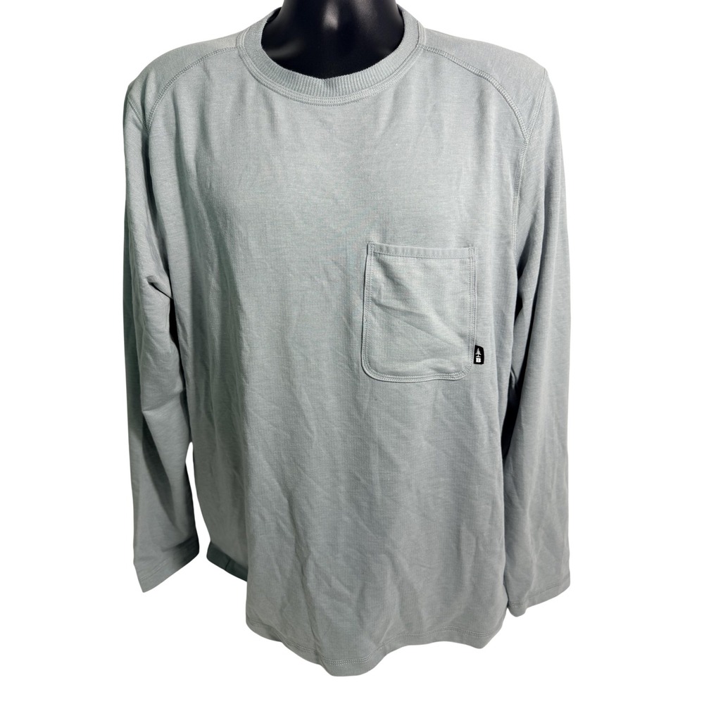 Bass Outdoor Shirt Mens‎ Large Quarry Gray Utili-Tee Long Sleeve Pocket Tee